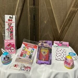 NIP Hello Kitty 7pc Bundle Lanyard Keychain Collage 2 Bag Charms Compact Mirror